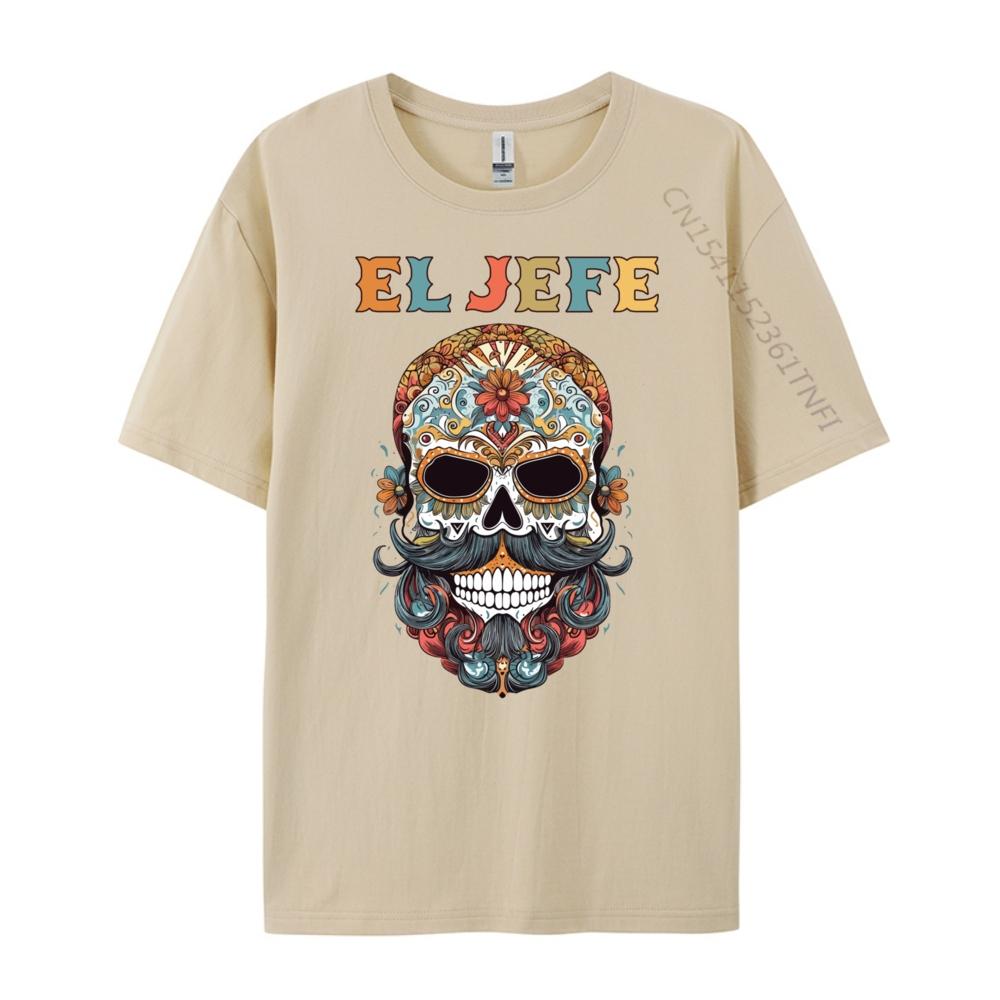 El Jefe Skull Mexican Spanish Dia De Los Muertos T Shirts For Men Women Men Clothes Thanksgiving Casual