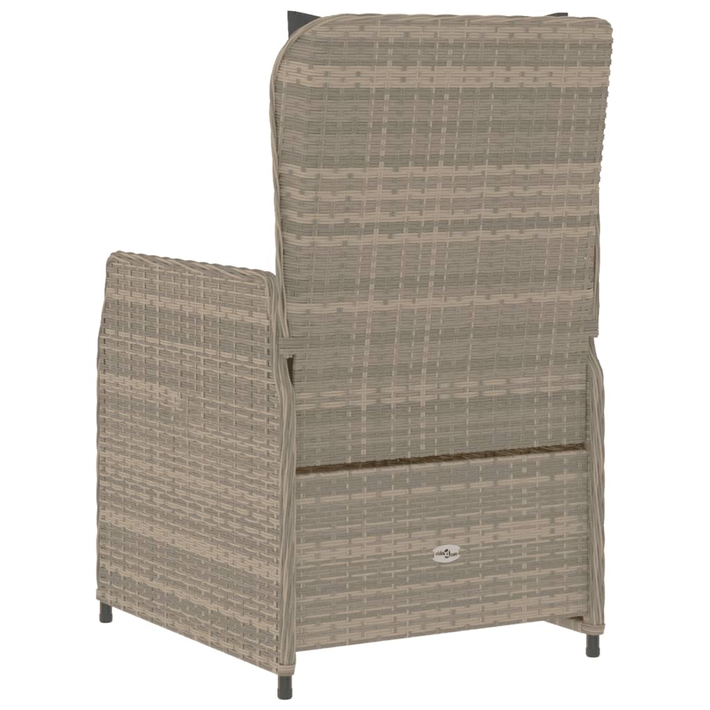 Garden Chair Set 2 pcs Adjustable Light Grey Poly Rattan