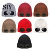 Outdoor Winter Hat Knitting Solid Color Warm Knitted with Glasses Decor Elastic Windproof Travel Cycling Daily Wear