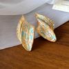 Sweet Oil Drop Flower Ear Studs Baroque Korean Style Earrings Enamel Flower Earrings  Jewelry
