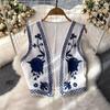 Crop Tops Womens Embroidery Floral Vintage Vest Women V-neck Camisole Female Summer Almighty Tank Top Retro Style