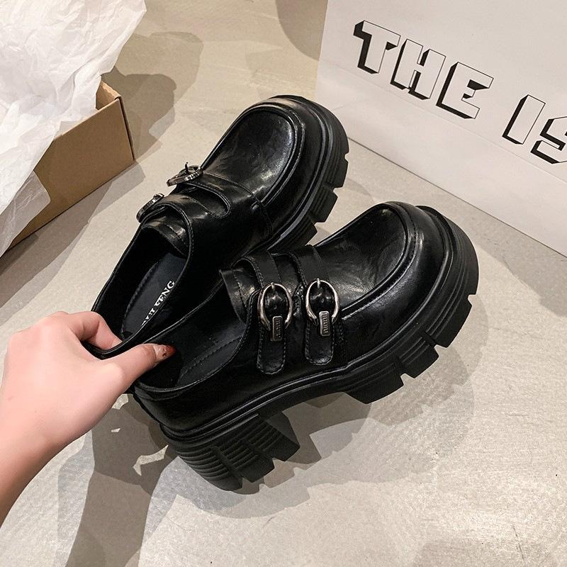 

Туфли Мэри Джейн на толстой подошве, кожаные, женские, осенний дизайн, панк, лолита, модные универсальные лоферы, повседневные zapatos de mujer 40