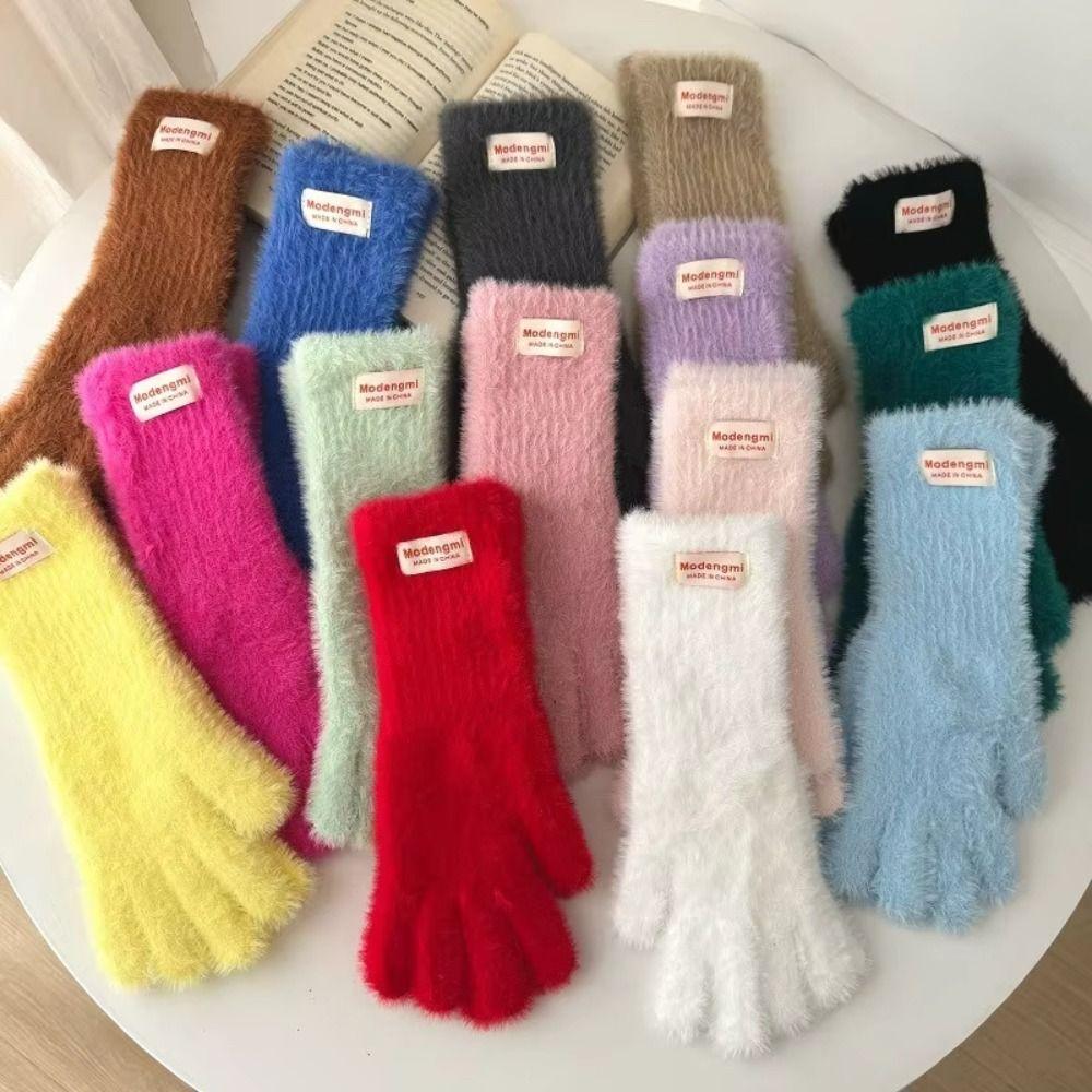 Warm Winter Plush Gloves Mink Fleece Velvet Mittens Korean Touch Screen Gloves  Winter Accessories