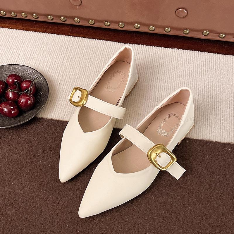 

Туфли Мэри Джейн на низком каблуке, с ремешком и пряжкой, одинарные туфли, женский дизайн, нишевые, на среднем каблуке, с неглубоким вырезом, с острым носком, темпераментные, туфли на толстом каблуке 42