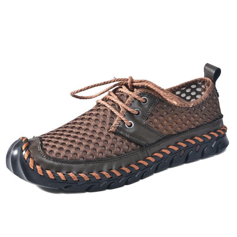 Hollow mesh shoes casual and lightweight one-pedal large-size sports tide stream shoes soft-soled low-top men's shoes