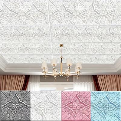 10/20 Pcs DIY 3D Wall Tile Sticker  Foam Self-adhesive Waterproof and Moisture-proof Ceiling Sticker  Easy To Paste and Peel,easy To Clean