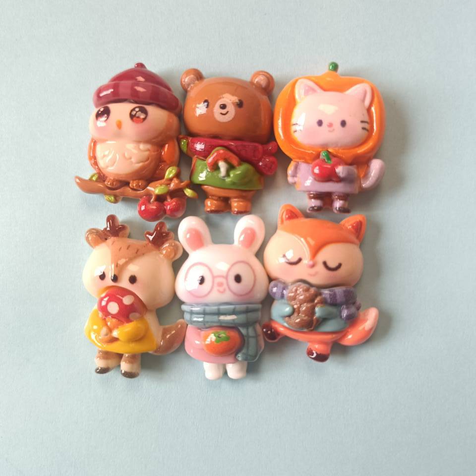 Mini Resin Animals Animal Keychains Resin Cabochons Flatback Charm for Embellishments Flat Back Scrapbooking Decor