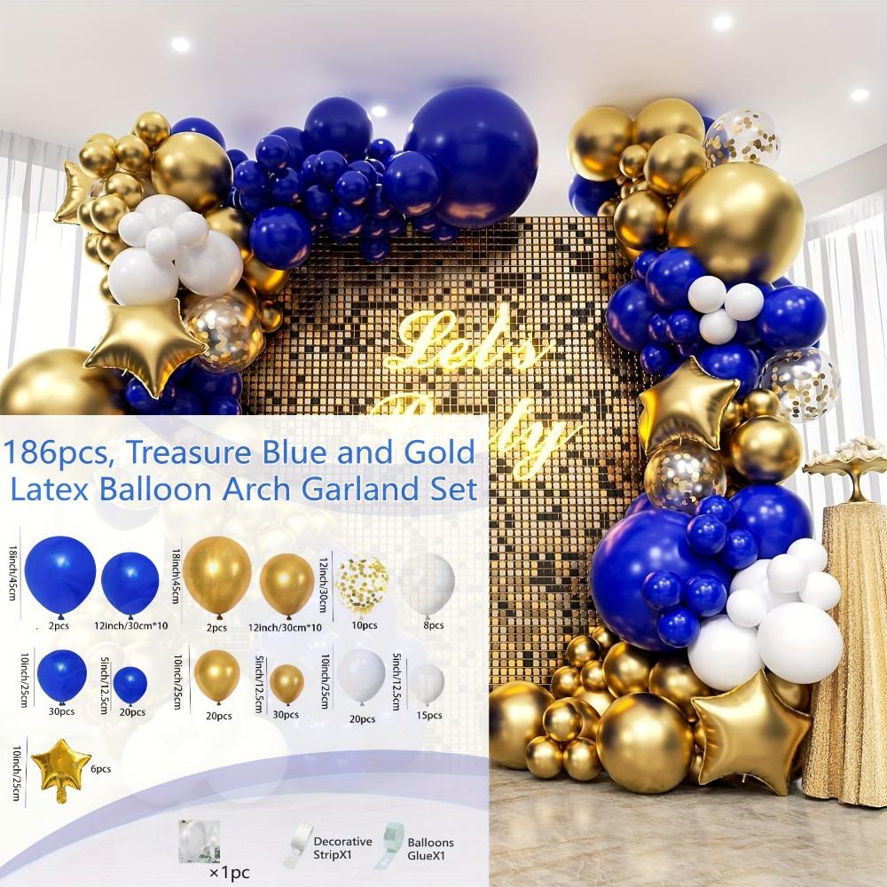 Royal Blue Gold Balloon Arch Wreath Set, Outdoor Proposal Bachelorette Party Birthday Wedding Valentine's Day Decoration