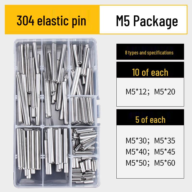304 Stainless Steel Slotted Spring Pin, Cylindrical Shaft Pin, Locating and Hollow Pin (M5-M12)