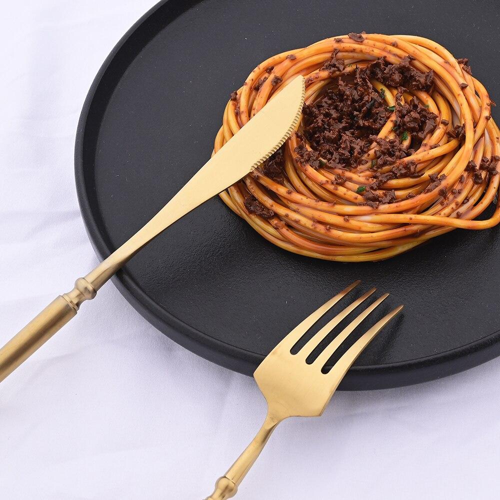 1Pc Matte 304 Stainless Steel Dinner Knife Cutlery Set Kitchen Tableware Western Gold Table Knife Dinnerware Set