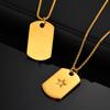 Vnox 60cm Stylish Dog Tag Pendant Neckalce for Men, Stainless Steel Geometric Box Chain Necklace, Birthday Graduate Father Gift