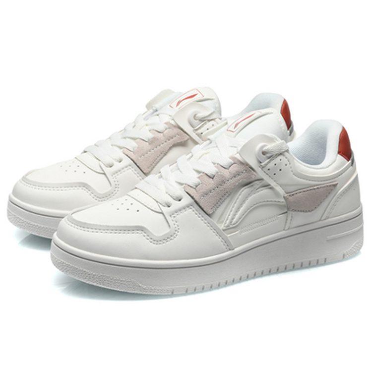 Li Ning Comfortable Slip Resistant Cushioning Abrasion Resistant Breathable Low Top Skateboard Shoes Women's Mist White AGCS392-5