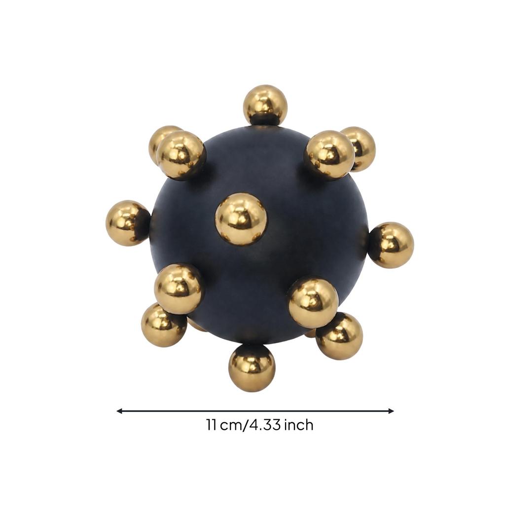Spherical Metal Decorative Ornament Versatile Orb with Raised Spheres EyeCatching Black