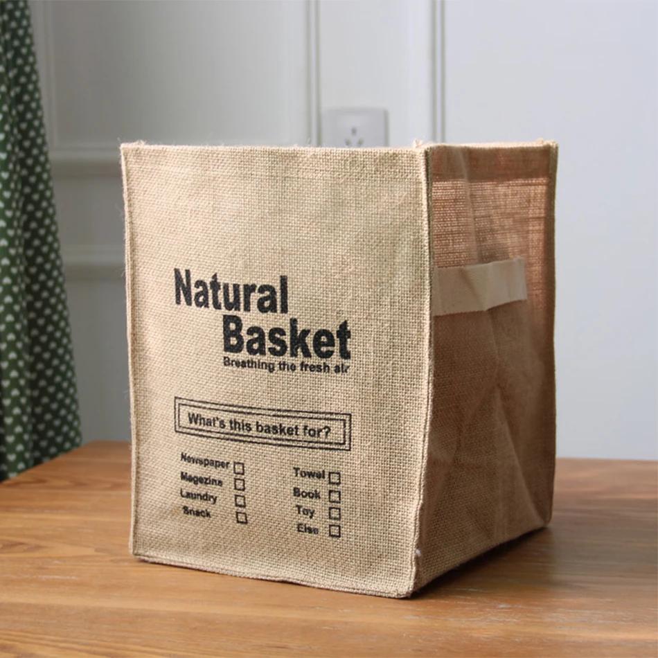 4PCS Cube Storage Baskets,Portable Desktop Closets Organizer,Folding Jute Storage Box,Sorting Underwear Sundries Cloth Bucket