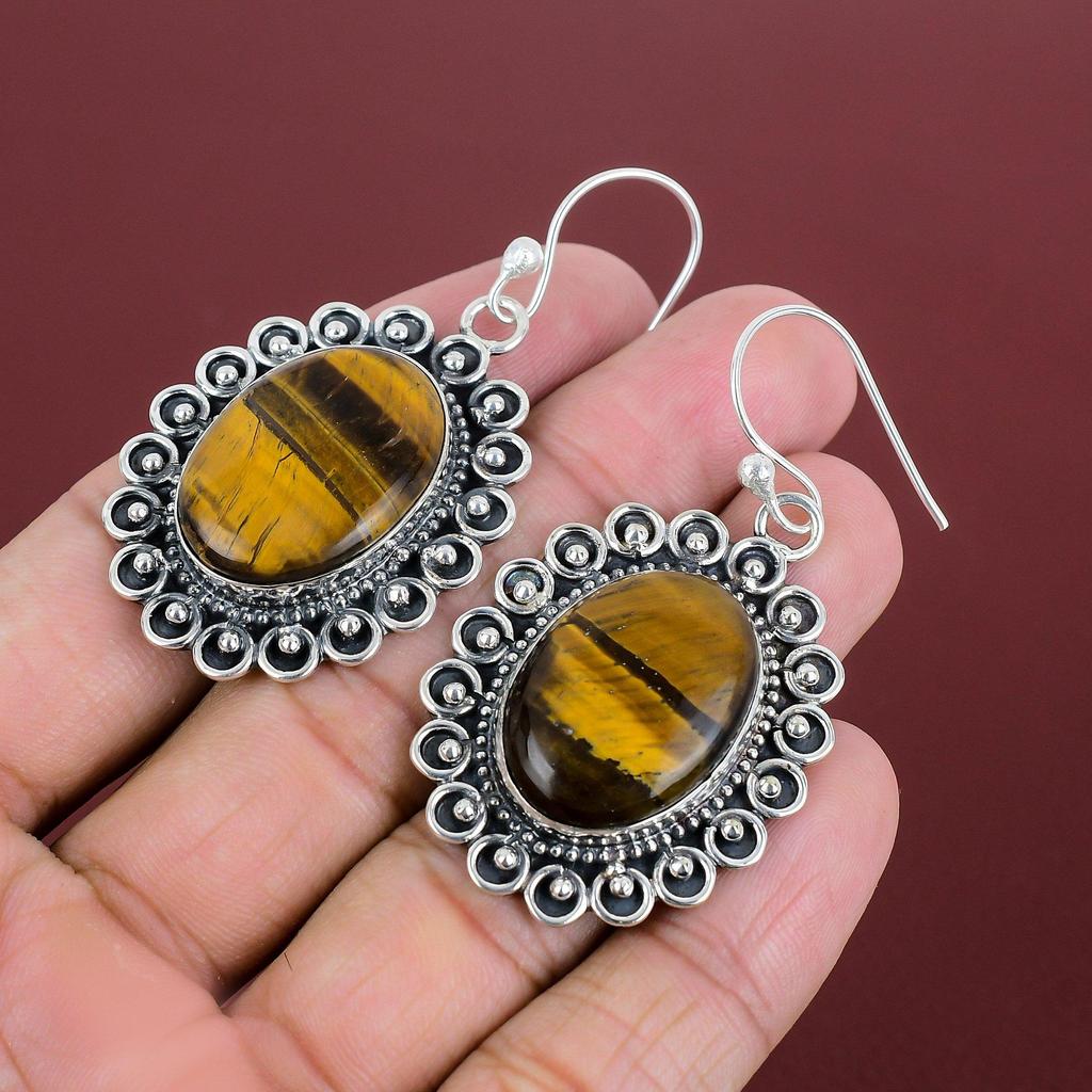 Tiger's Eye Earring 925 Sterling Silver Earring Handmade Earrings Natural Gemstone Jewelry Designer Earring Gift For Wife Birthstone Jewelry