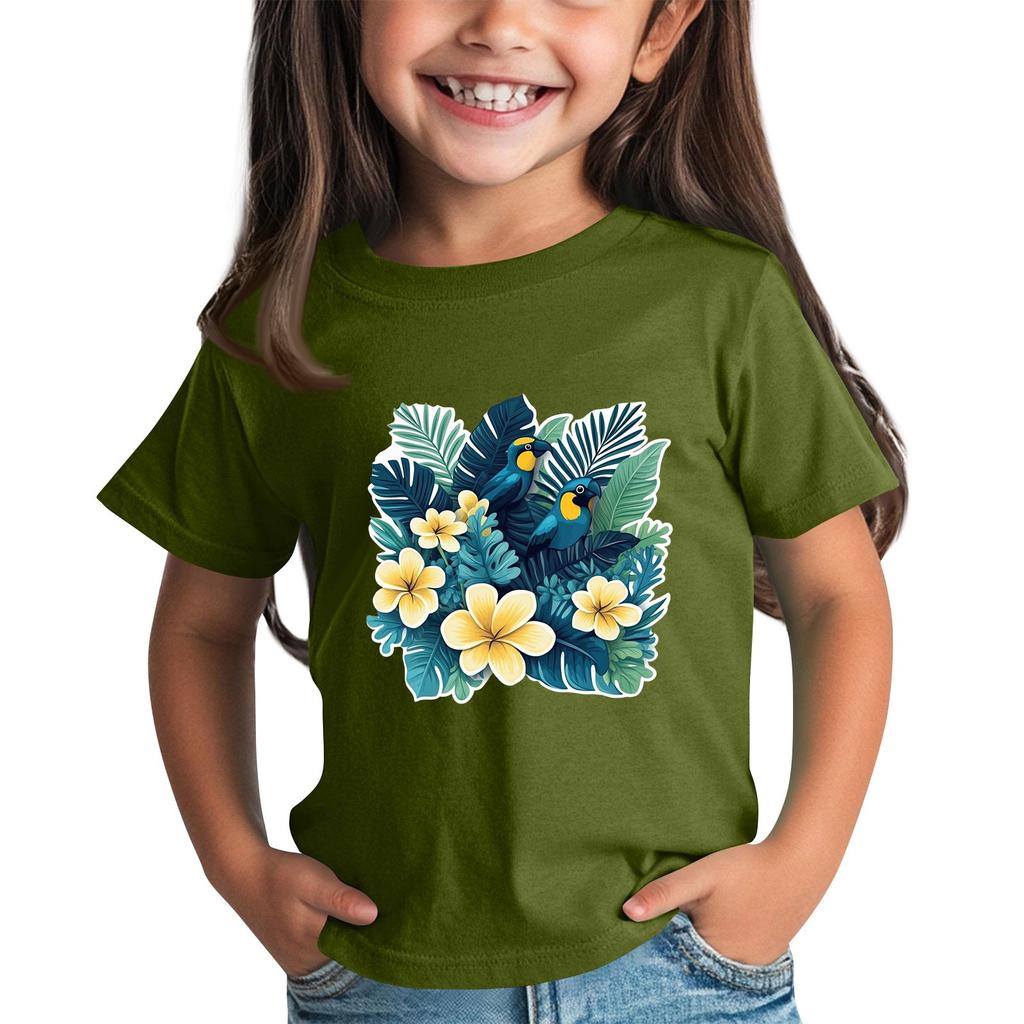 Mote for barn Daglig Trykket Rund hals Kortermet Casual T-skjorte Topp