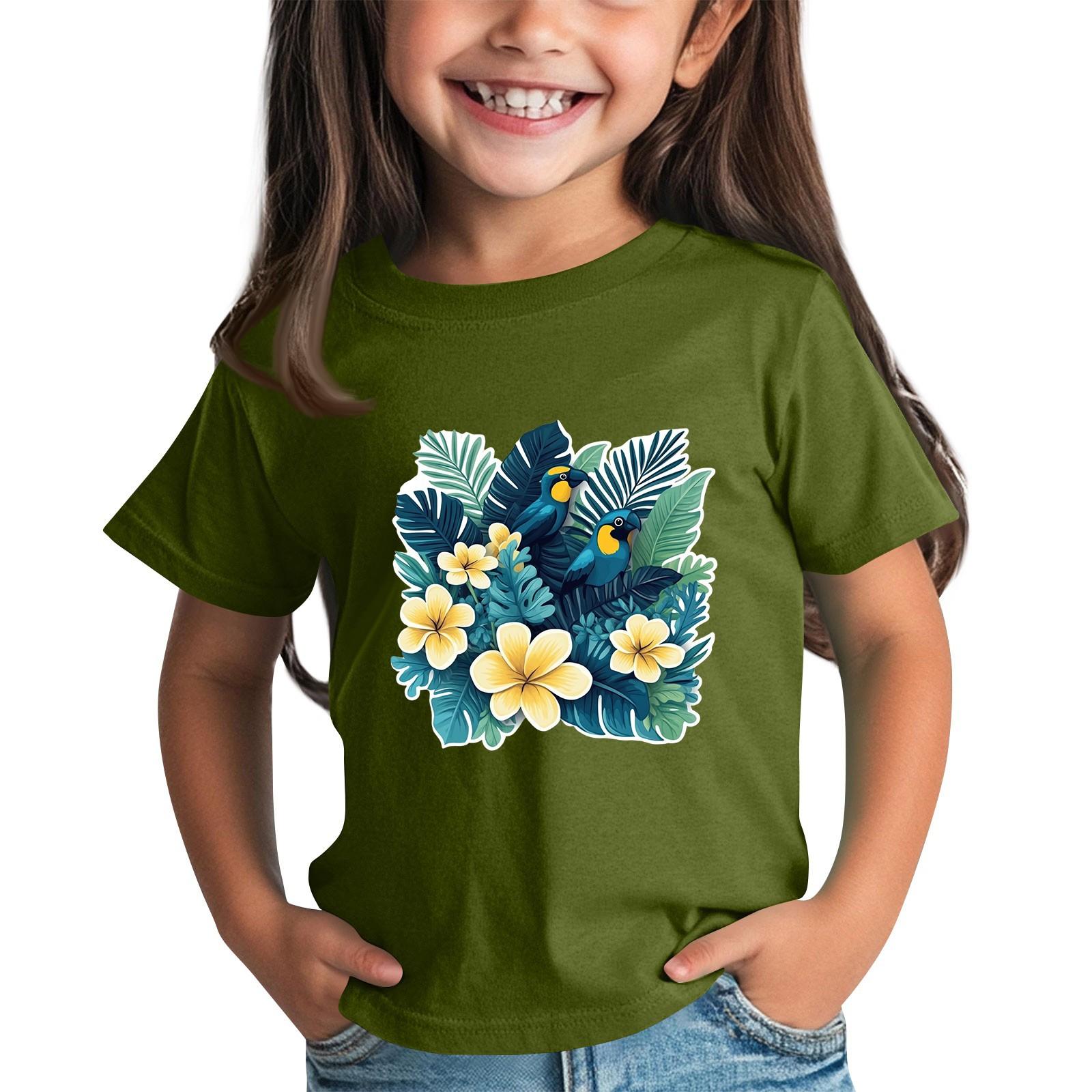 

Детская модная повседневная футболка с круглым вырезом и короткими рукавами 100 армия зеленый