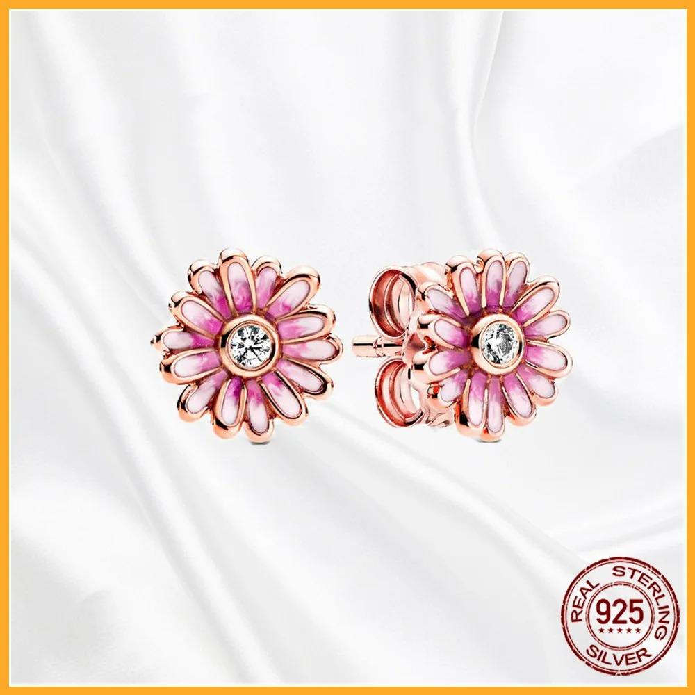 925 Silver Heart Hoop Earrings Sparkling Original Jewelry Gift for Women