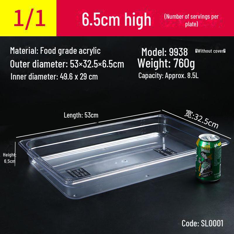Transparente rechteckige Acryl-Heißtopfschale und Frischhalte-Obst-Auslagebox
