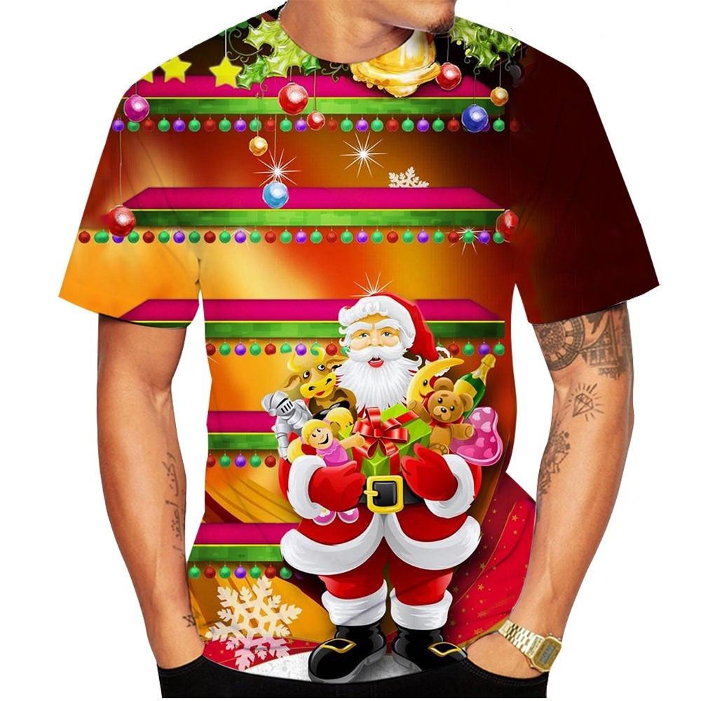 Santa Claus Anime Street Men/Women Christmas T-shirt Men's Holiday Dress Show T-shirt Street Wear Men's Clothing T-shirt