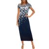 Vestido Largo Casual de Moda para Mujer con Estampado, Cuello Redondo y Manga Corta