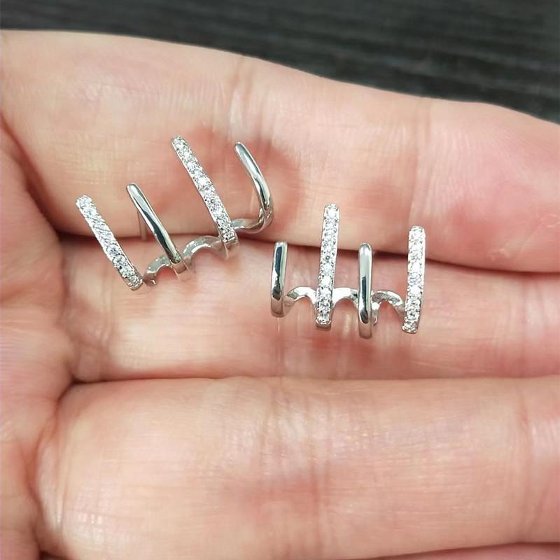 2026 Simple Temperament Ear Row Ear Bone Nails Women s Niche Design Sense Trendy Four-claw Stud Earrings Premium Sense Earrings серебряный