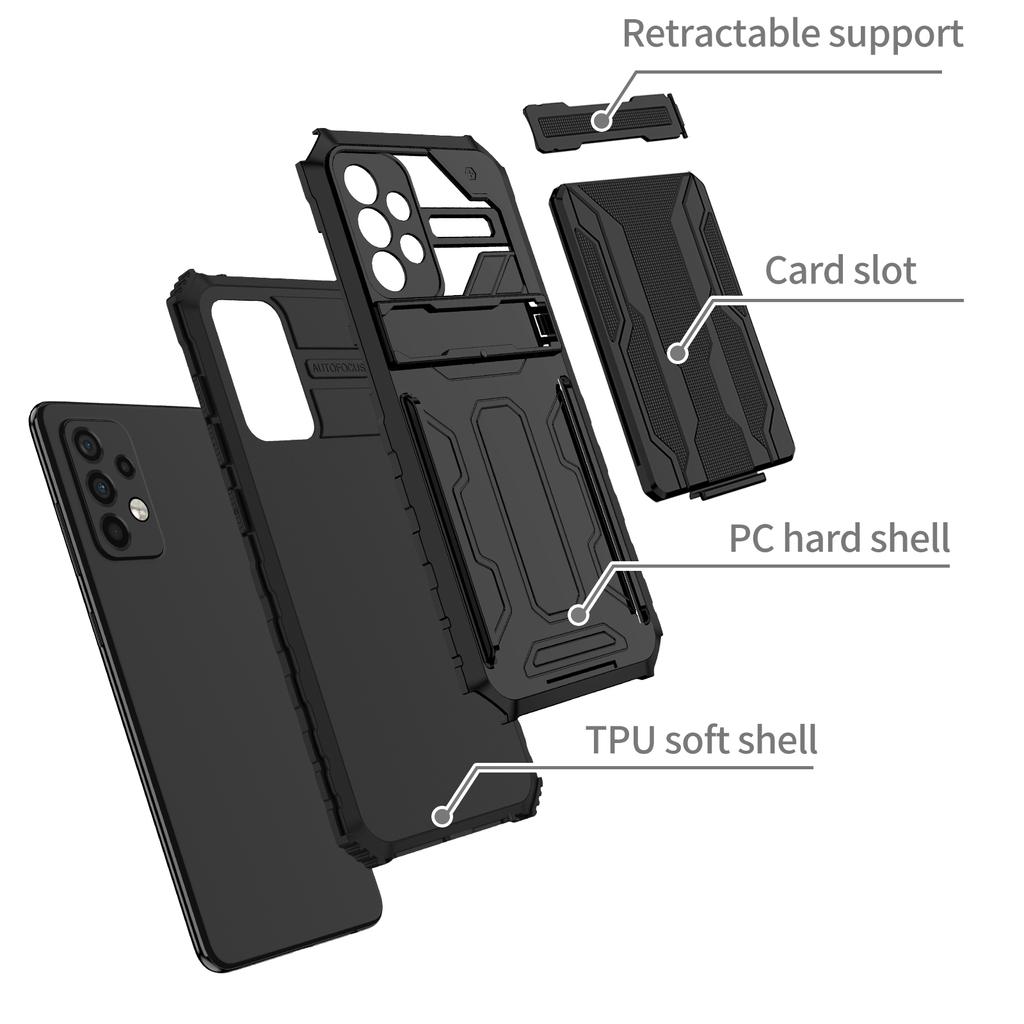 Card Pocket Stand Protective Case For Samsung Galaxy A52s 5g A 52s A52 S22 Ultra S21 Plus A12 A13 A22 A32 A72 A53 A73 A33 Cover