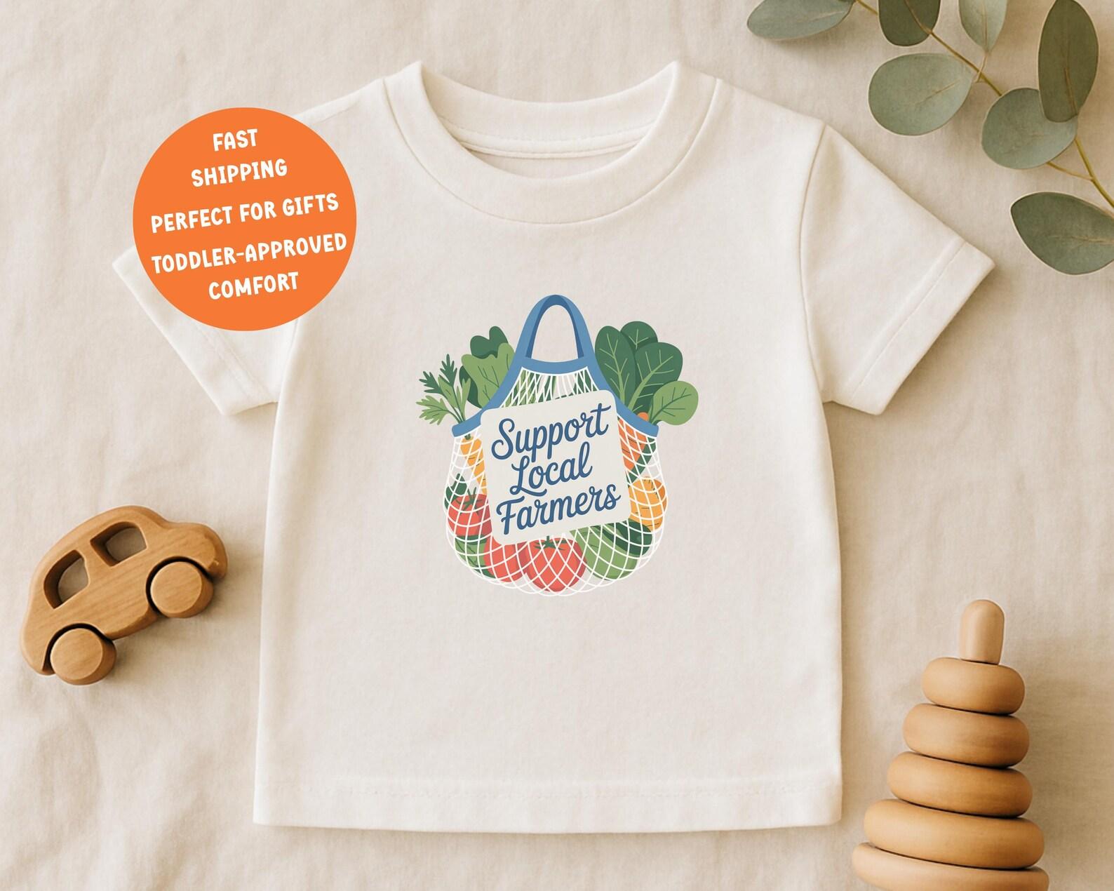Farmers Market Shirt: Support Local Farmers Toddler Tee, Cute Produce Market Shirt, Organic Lifestyle Gift 130