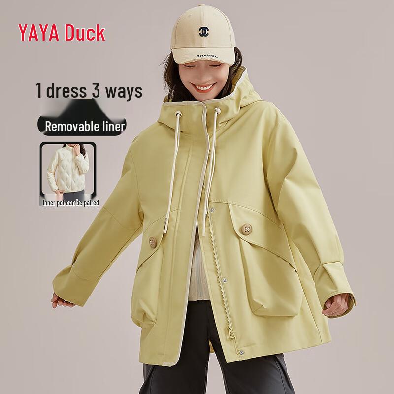 YAYA 3-in-1 Detachable Mid-Length Hooded Down Parka