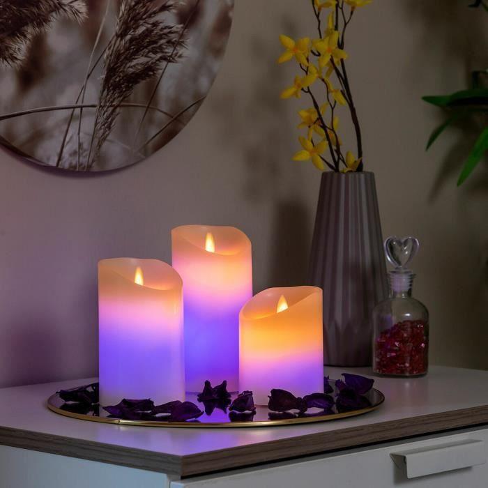 Bougies LED Multicolores - Lendles - Effet Flamme - Télécommande - 3 Unités - Éco-responsable