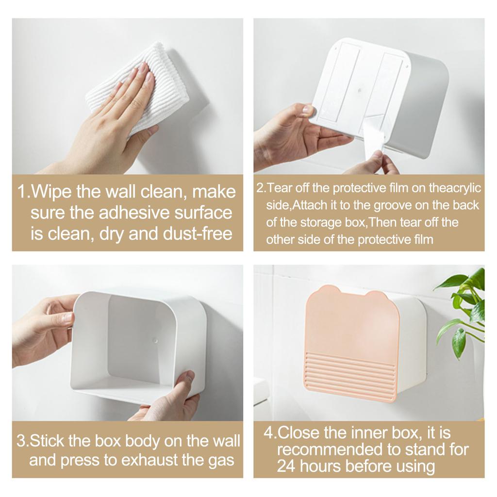 Wall Mount Sanitary Napkin Storage Box Hanging Dusts Proof Sealing with Flip Cover Plastic Home Supplies White