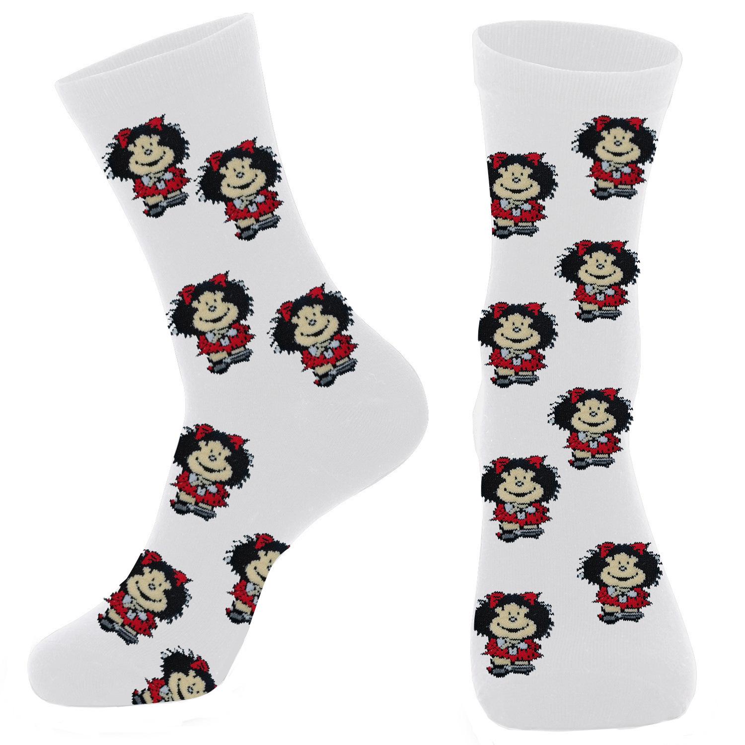 Кросс-борд Хлопковые Повседневные Носки с Мультяшным Рисунком Мафальды для Мужчин и Женщин One Size