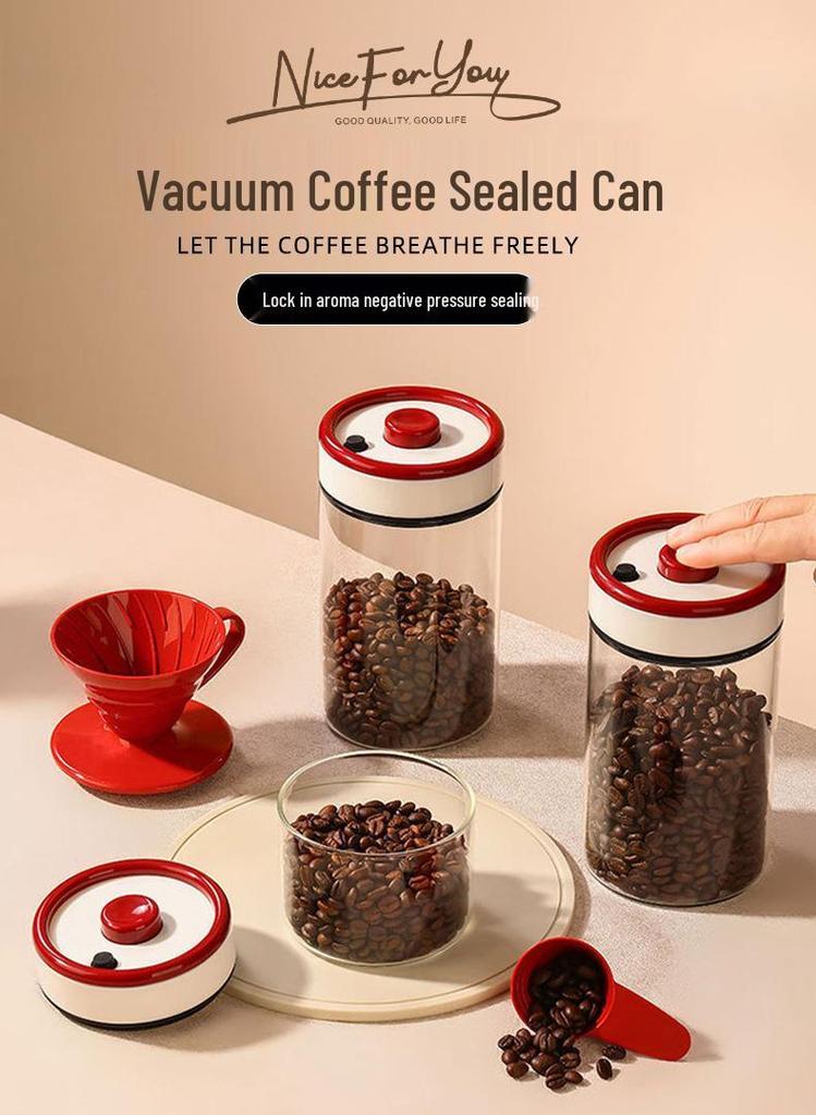 Vacuum Sealing Jar: Airtight, Moisture-Proof, Aroma-Lock, One-Key Operation for Tea, Coffee, Grains - Multi-Purpose Storage.