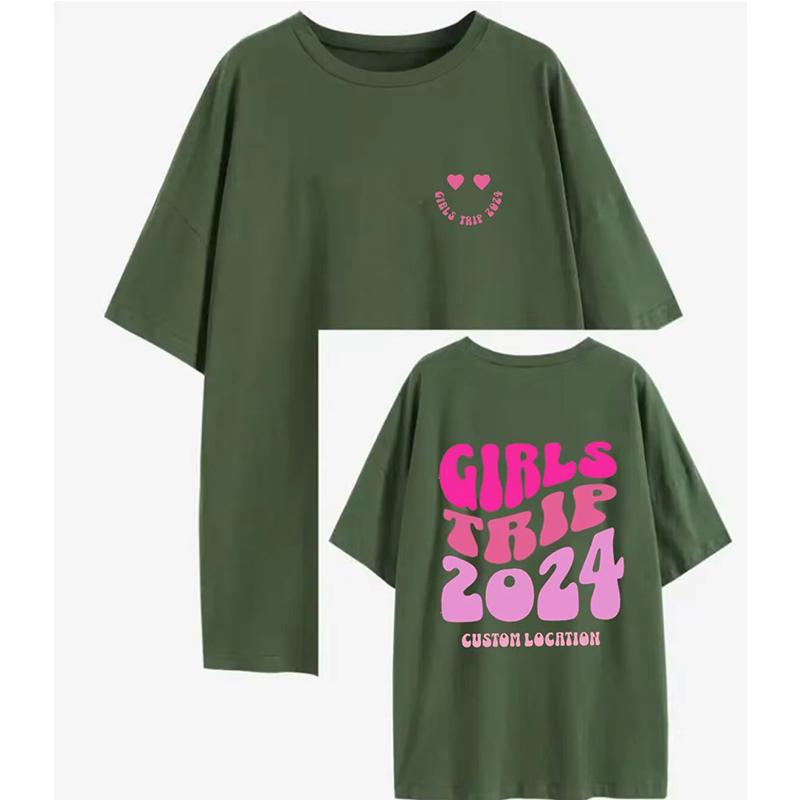 

GIRL TRIP 2024 SUnisex top T-shirt Amazon fashion sports short sleeved T-shirt XL армия зеленый