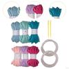 6 Pieces Knitted Yarn Bulky Yarns Crocheting Projects Elastic Arts with 2 Large Eye Neddle, Roll