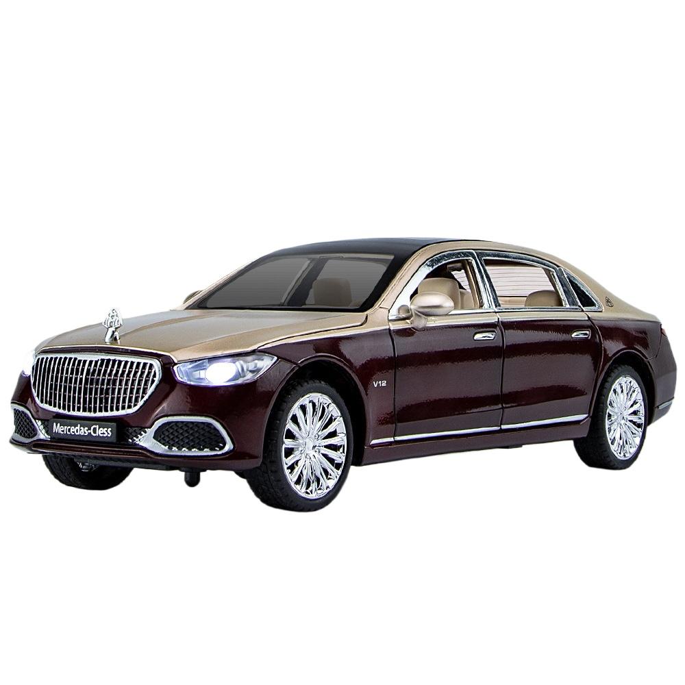 

1/24 Benz Maybach S680 литой металлический автомобиль модель игрушечная машинка со звуком и светом центральное управление украшения коллекционные детские игрушки коричневый