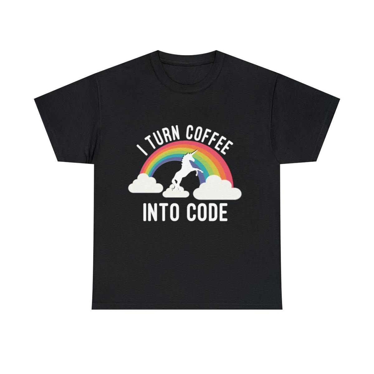 I Turn Coffee Into Code Graphic Tee Shirt, S-5XL 3XL