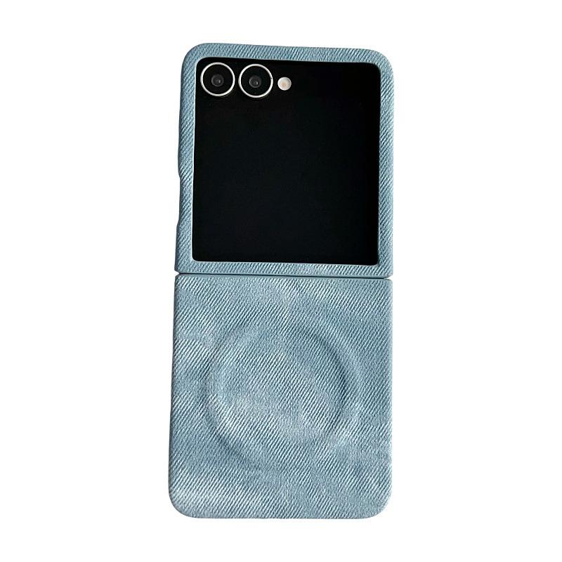 Suitable for Samsung Zflip7 Mobile Phone Case Anti Fall Zflip6 Simple Business Denim Magnetic Zflip6 Protective Case