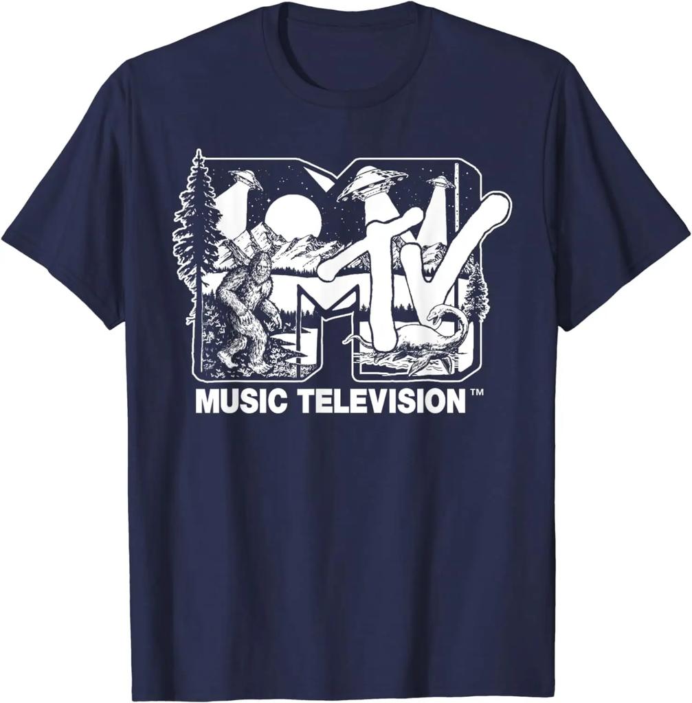 Mademark x MTV - Logo MTV z kryptydami. T-shirt Szkic Bigfoot, UFO i Nessie