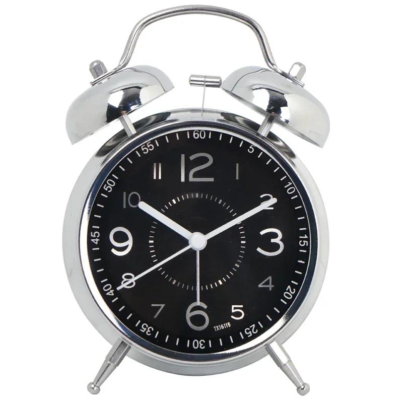 Iron Art Silent Quartz Alarm Clock for Kids Creative Glow Pointer Table Clock Fashionable Desktop Decor