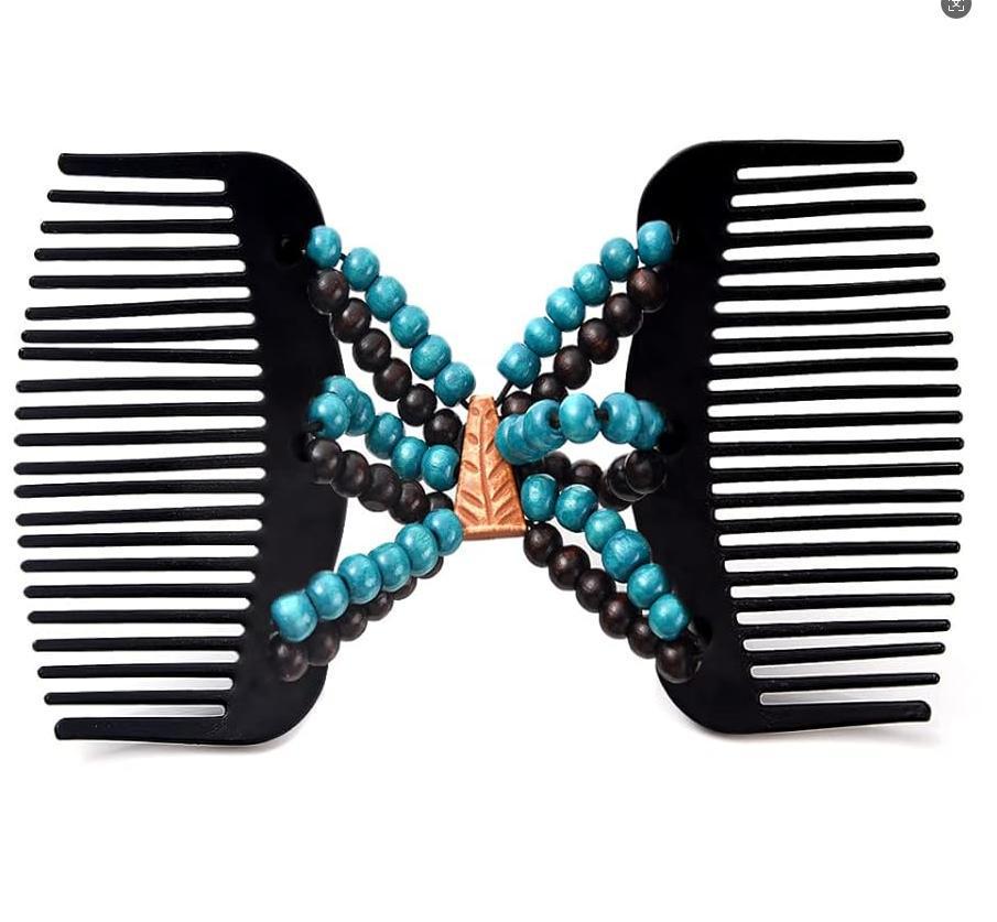 Peigne Magique Polyvalent en Perles de Bois pour Coiffure