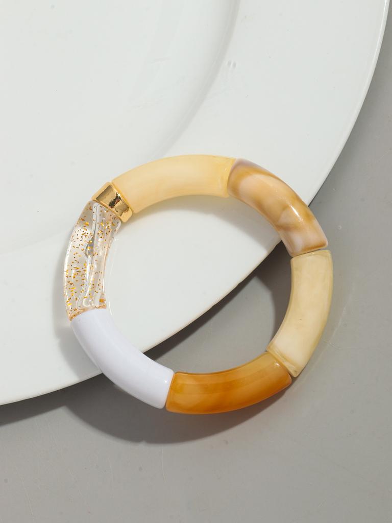 Bohomia Acryl-Design-Stil, klobiges, stapelbares Bambus-Armband für Frauen, Boho, elastisch, bunte Röhrenperlen-Armbänder, 2024 Schmuck