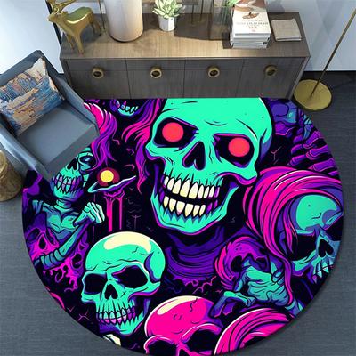 1pc Soft, Absorbent & Non Slip Scary Ghost Round Rug Soft Circle Rug for Living Room & Bedroom Decor, Chair Mats, and Unforgettable Home Gif