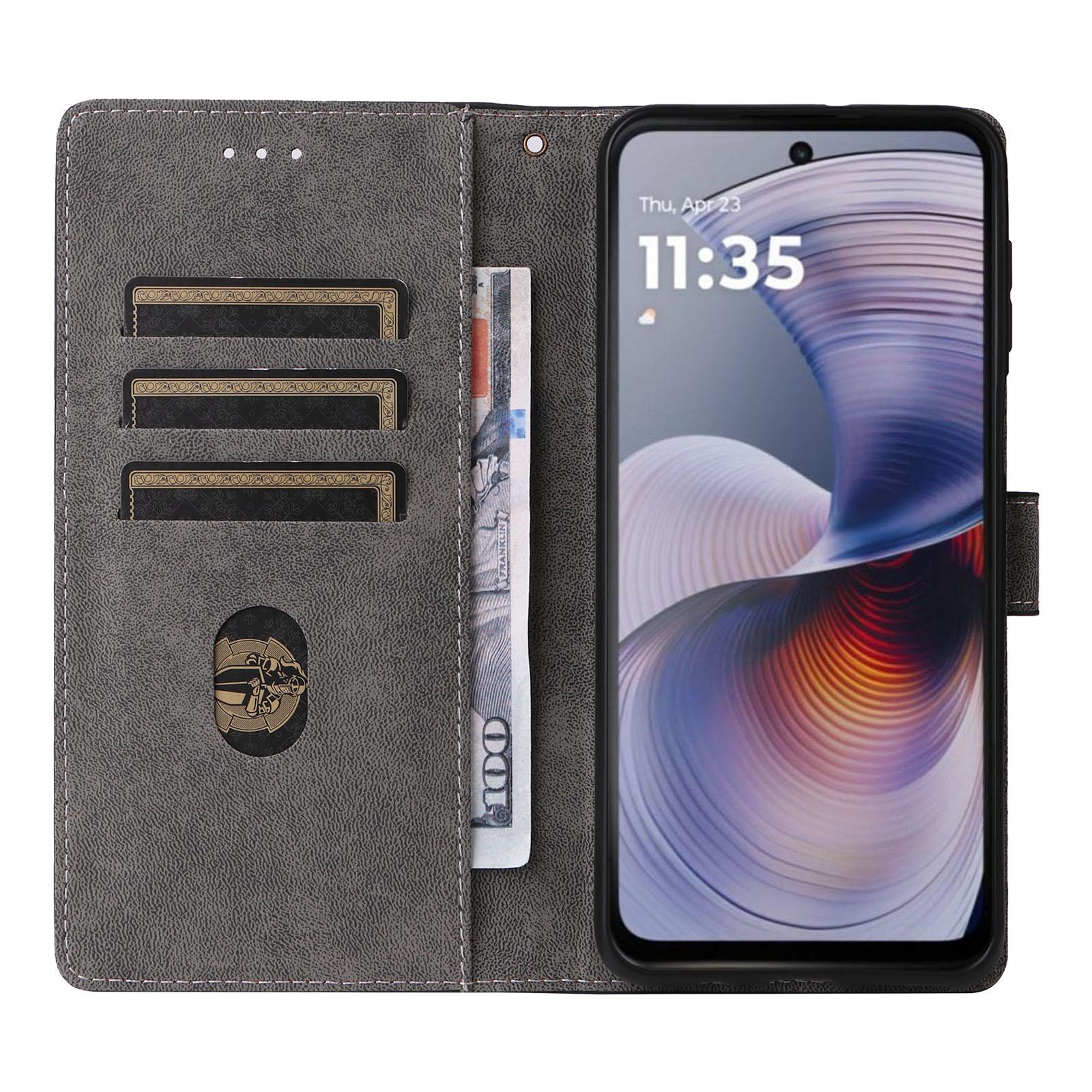

For Motorola Moto G55 5G Wallet Case RFID Blocking PU Leather Cover Stand View Black
