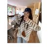 Women's Crew Neck Long Sleeve Top Loose Fit Casual Striped Blouse Fashion Daily Wear T-Shirt