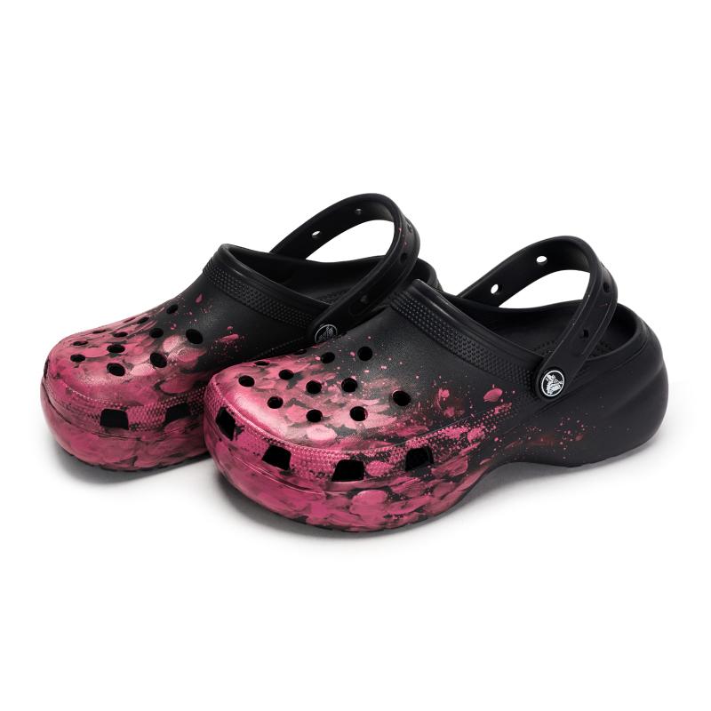 Crocs 811 Made Pink Mist Live Special Shoe Box High Street Fluid Ink Splash Hole Shoes Unisex Black Pink
