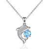 Aqua Blue Pink White Zircon Small Cat Pendant Cute Animal Necklaces For Women Trendy Silver Color Chain Necklace Wedding Jewelry