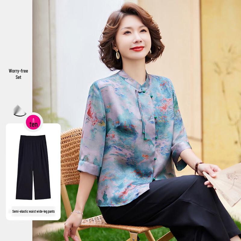 

Elegant Mother s Chinese Style Summer Floral Set 3XL