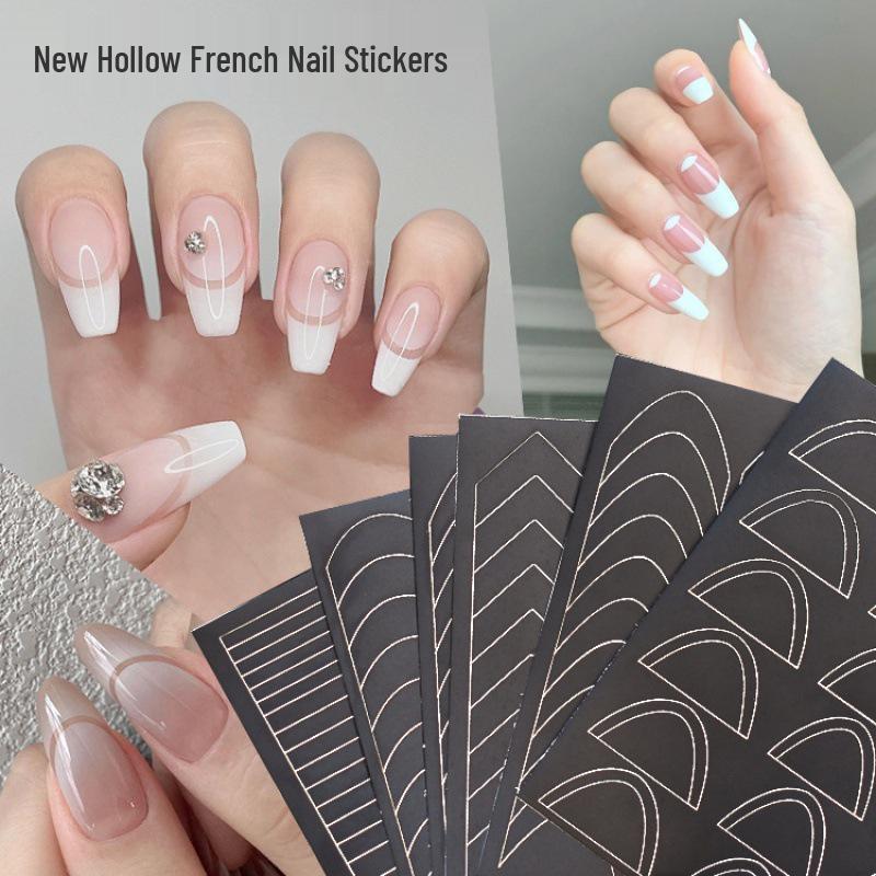

V-Shaped Dual-Purpose French Nail Art Stickers with Hollow Design