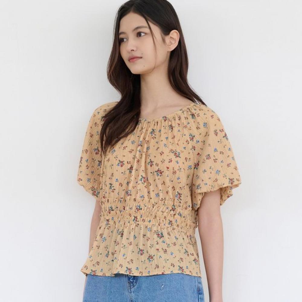 Thursday Island Women Flower Pattern Banding Blouse T264mbl274w